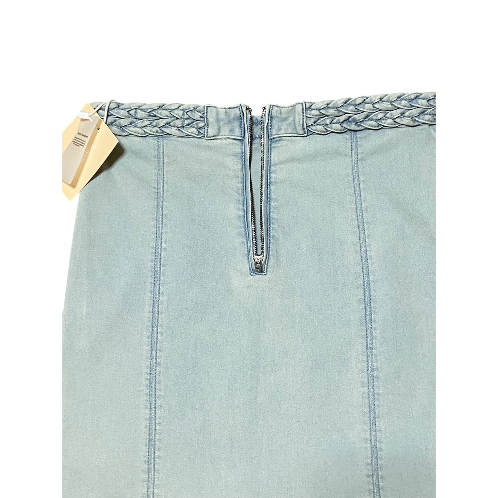 Minkpink‎ NEW Double Dutch Light Wash Denim Mini Skirt Braided Waist Blue Size M - Picture 8 of 9